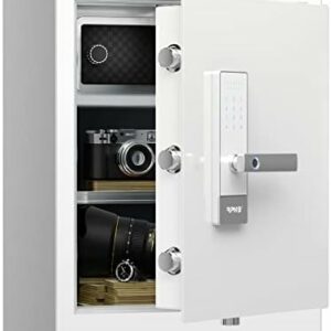 RPNB Deluxe Tresor and Lock Box, Smart Touchscreen Biometrischer Fingerabdruck safe mit Sprachansagen, One-Touch-Entsperrung, Dual Warnung, Innenbox, Geeignet für Home Office Hotel, 80L, Weißer