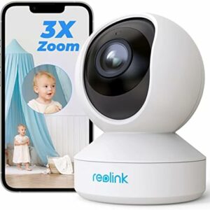 Reolink 5MP PTZ WLAN Überwachungskamera Innen, 2,4/5 GHz WiFi Baby Monitor mit Mensch/Haustiererkennung, Auto-Tracking, 3X Optischem Zoom, Heimüberwachungskamera für Ältere Kids, 2-Wege-Audio, E1 Zoom