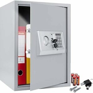 KESSER® Elektr. Tresor | 50x35x34,5 XXL | Türstärke 4mm | Elektronischer Safe | Doppelbolzenverriegelung | Wandtresor | Ink. Montagematerial | Dokumententresor Innenbeleuchtung Panzerschrank Silber