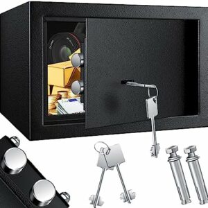 KESSER® Tresor Möbeltresor mit Doppelbartschloss, Safe Geldschrank Boden-Wandtresor Wandsafe 30x20x20cm ink. 2 x Schlüssel & Befestigungsschraube, Schwarz