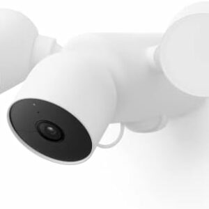 Google Nest Cam mit Flutlicht – Außen mit Kabel – Intelligente Sicherheitskamera GPLE9, Snow, 1 Stück (1er Pack)