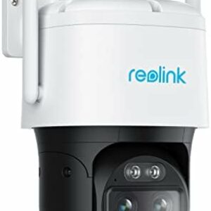 Reolink 4K 8MP PTZ Überwachungskamera Aussen mit Dual-Objektiv, 2,4/5GHz WLAN, Auto-Tracking, Smarte Personen-/Fahrzeug-/Haustiererkennung, 6X Hybrid-Zoom, Farbnachtsicht, 2-Wege-Audio, Trackmix WiFi