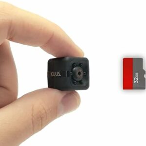 KUUS.® C1 Mini Überwachungskamera 2,3 cm | Kamera überwachung innen mit Nachtsicht & Bewegungsmelder | Full HD 1080P Micro Camera ohne WLAN mit aufzeichnung 32-GB SD Speicherkarte für Innen