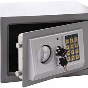 Panorama24 Tresor Safe mit Elektronik-Zahlenschloss 31x20x20cm LED-Anzeige Stahlbolzen, silbergrau, inkl. 4 Batterien, Möbeltresor Wandtresor Wandsafe Home