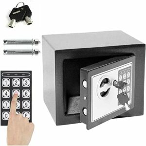 Tresor Klein 4.6L Digital Elektronischer Safe mit PIN und Schlüssel für Schmuck Cash Home Digital Safe, Doppelbolzenverriegelung, Wandtresor, Grauer