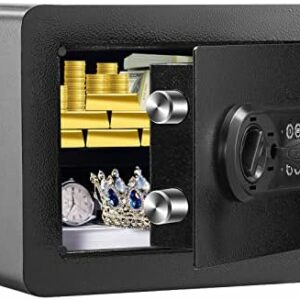 VEVOR Safe Tresor 0,5 Kubikfuß, Möbeltresor mit Feuerfester Geldtasche, Passwort & Schlüssel Digitaler Heimtresor Herausnehmbares Regal, Innenschrank, Wandtresor für Bargeld, Schmuck, Dokumente usw.