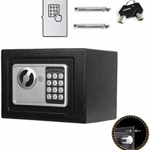 Klein Elektronik Safe Tresor mit zahlenschloss und 2 Notschlüssel Wasserdichte Sicherheitsbox Hotelsafes Wandtresor Schwarz 23 x 17 x 17 cm