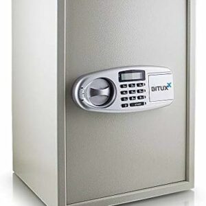 BITUXX® Elektronischer Safe Tresor Wandtresor Wandsafe Geldschrank Möbeltresor Stahlschrank Geldsafe Geldtresor Panzerschrank Dokumententresor Lichtgrau