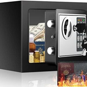 Mini Safe Tresor MöBeltresor Klein mit Feuerfeste Geldkassette, Kinder mit Zahlenschloss,Elektronisch Wandtresor Haussafe mit SchlüSsel für Zuhause Ausweise Geld Wertsachen Bargeld 23*17*17cm