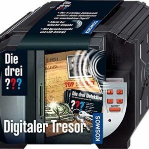 Die drei ??? Digitaler Tresor von KOSMOS, Schütze deine Geheimnisse mit einem Code und Sprachalarm, Detektiv Spielzeug Set für Kinder ab 8 Jahre, Mini Safe
