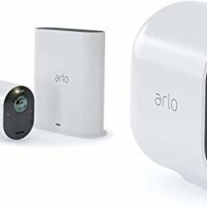 Arlo Ultra WLAN Überwachungskamera 4K Alarmanlage, Aussen, kabellos, Bewegungsmelder, Smart Home, Nachtsicht, 180 Grad, 2-Wege Audio, mit Testzeitraum für Arlo Secure Plan, Weiß VMS5440