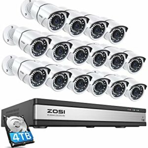 ZOSI 5MP Überwachungskamera Set Aussen, Videoüberwachung Set mit 16X 5MP PoE IP Kamera und 16CH 4TB HDD NVR, Bewegungserkennung