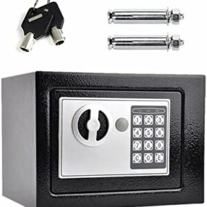 Tresor Klein, Klein Elektronik Safe Tresor mit zahlenschloss und 2 Notschlüssel Wasserdichte Elektronischer Tresor mit Zahlenschloss, Tresor feuerfest, Digitaler Safe Elektronischer 4.6L – Schwarz