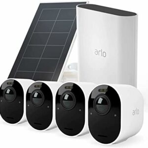 Arlo Ultra2 Überwachungskamera aussen und GRATIS Solarpanel, 4er Set – weiß, Testzeitraum für Arlo Secure Plan