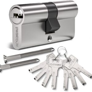 Bwintech 60mm(30/30) Nickel-Zink-Legierung Euro-Zylinder-Schloss, Tür-Trommel-Schloss, Schlüssel Schlüssel mit 8 horizontalen Grübchen Schlüssel
