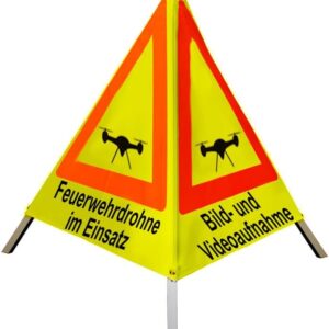 Warnpyramide 90cm, SZ Drohne 1x Feuerwehrdrohne im Einsatz 2x Bild- und Videoaufnahme, gelb, schwer