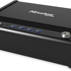 MASTER LOCK Biometrischer Tresor [Fingerabdruckerkennung] [Kompakt] MLD08EB – Ideal für Scheckbücher, Geld, Schmuck, Ausweise, Pistolentresor