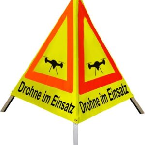 Warnpyramide 70 cm, Drohne im Einsatz (Sonderzeichen: Drohne), leicht, gelb tagesl.
