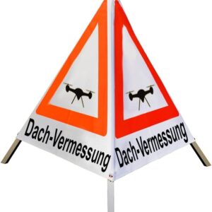 Warnpyramide/Faltsignal 70 cm, (Sonderzeichen Drohne) Dach-Vermessung – tagesl weiß, schwer