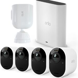 Arlo Ultra2 Überwachungskamera aussen und GRATIS Security Mount Bundle, 4er Set – weiß, Testzeitraum für Arlo Secure Plan