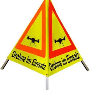 Warnpyramide 70cm Sonderzeichen Drohne „Drohne im Einsatz“ – gelb tagesl., schwer