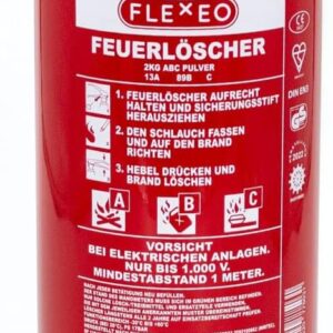 ABC Pulverlöscher 2kg (PFAS-frei) – Feuerlöscher für Haushalt, Zuhause, KFZ, Auto, Wohnwagen, LKW – Autofeuerlöscher mit Manometer inkl. Halterung – Fire Extinguisher – Pulver Löscher