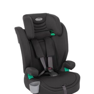 Graco Eldura™ R129 Kindersitz, Autositz vorwärtsgerichtet ab 15 Monaten bis ca. 12 Jahre (76-150 cm), Seitenaufprallschutz, schwarz, Midnight