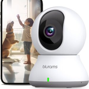 blurams 2K Überwachungskamera Innen, 360° WLAN Kamera,Bewegungsverfolgung Nachtsicht Haustier Kamera mit Zwei-Wege-Audio,kompatibel mit Alexa und Google(2,4 GHz Wi-Fi)