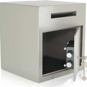 Einwurftresor | Deposittresor | Tresor mit Einwurfschlitz | Schlüsselschloss Grau