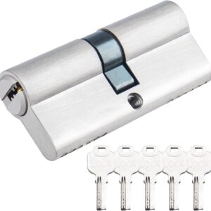 Hengsong Schließzylinder 30/30,Profilzylinder,Zylinderschloss mit 5 Schlüssel,für Haustür,Zylinder für Haustürschloss,Türschloss Innentür,ca.6cmx1.5xmx3cm,Silber