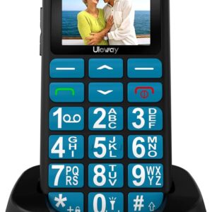 uleway Seniorenhandy mit großen Tasten und ohne Vertrag, Dual SIM Rentner GSM Senioren Handy mit SOS Notruftaste Großtastenhandy mit Ladestation-Blau