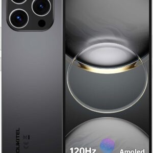 OUKITEL P1 Handy Ohne Vertrag – 24GB+256GB Smartphone Ohne Vertrag Android 14, 6.7 Zoll AMOLED Display Simlockfreie Handys 5150mAh, 50MP+32MP Kamera,GPS,NFC,Schwarz