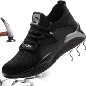 Sicherheitsschuhe Herren Damen Arbeitsschuhe mit Stahlkappe Leicht Safety Shoes Sportlich Schuhe Atmungsaktiv Sneaker Stylisch Trekkingschuhe