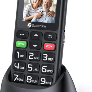 SweetLink S2PLUS Handy für Senioren Ohne Vertrag Dual SIM 2G GSM,1400mAh Akku Seniorenhandy Ohne Vertrag,1,77 Zoll Farbdisplay Großtastenhandy mit Ladestation, SOS Notruftaste, Taschenlampe, FM-Radio