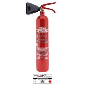 Gloria – 2kg CO2 Feuerlöscher – KS 2 ST – Kohlendioxidlöscher – f. elektrischen Anlagen u. EDV – inkl. Prüfnachweis