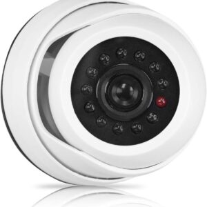 kwmobile Dummy Kamera für Deckenunterbau – mit LED Licht – Dome Überwachungskamera Attrappe – täuschend echte Fake Security Camera in Weiß
