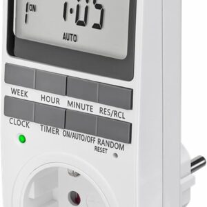 goobay – Zeitschaltuhr digital mit 16 Programmen – Zeitschaltuhr Steckdose mit Zufallsmodus zum Einbruchschutz – Timer Steckdose inkl. 100 Tage Back-up Akku – 3680W – 230V (AC) – 16A – 64900