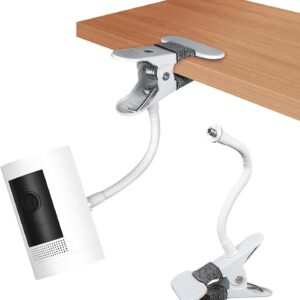 BECEMURU Vielseitige, flexible Drehklemmen-Halterung mit 1/4-Zoll-Schraubanschluss, kompatibel mit Ring Indoor/Outdoor Cam, Ring Spotlight Cam, Arlo Series Sicherheitskamera (weiß)