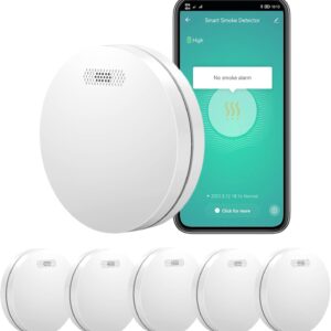 XINDUM Rauchmelder 10 Jahre Batterie Rauchmelder WiFi Funk Feuermelder mit Stumm Funktion per App Eigenständiges EN 14604 Testalarm für Feuerwarnung 5er Set