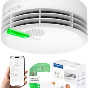 Hekatron Genius Plus X – Rauchmelder vernetzt 10 Jahre Batterie – mit Funkmodul Basis X – Testsieger Stiftung Warentest – made in Germany – Funkrauchmelder Set – mehrsprachig – 1 Stück