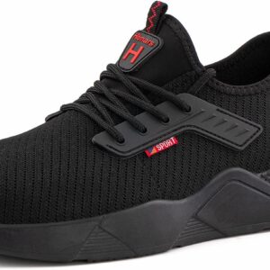 Hitmars Sicherheitsschuhe Herren Damen Arbeitsschuhe Leicht mit Stahlkappe Sneaker rutschfest Atmungsaktiv Schutzschuhe Schwarz EU 36-47