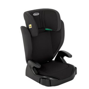Graco Junior Maxi™ i-Size R129 Kindersitz, ca. 3,5 bis 12 Jahre (100 bis 150 cm), Kindersitzerhöhung, Armlehnen und Kopfstütze höhenverstellbar, leicht, mit Getränkehalter, schwarz, Midnight