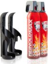 XENOTEC Premium Feuerlöschspray – 2 x 750ml – 2 Wandhalter – Stopfire – Autofeuerlöscher – REINOLDMAX – inklusive Wandhalterung schwarz – wiederverwendbar