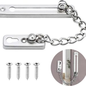 Türkette aus Edelstahl Tür Sicherheitskette Edelstahl Türsicherheitskette,Edelstahl Türkettenschloss Türsicherung Kettenschloss,mit Schrauben,für Hotel Familie Innentüren Türen Fenster(Silbrig)