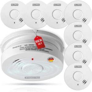 Gloria Rauchwarnmelder 8X R-10 mit 10 Jahren Garantie und fest eingebauter Lithium Batterie