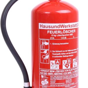 6 kg Pulver Feuerlöscher 12 LE mit Manometer (Dauerdrucklöscher GP-6X Instandhaltungsnachweis Feuerlöscher-Tauschsystem)