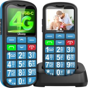 uleway 4G Seniorenhandy Mobiltelefon Ohne Vertrag,Senioren Handy mit Große Tasten,Rentner Handy Großtastenhandy mit USB-C, 1.7 Zoll LCD, SOS-Funktion,Taschenlampe,Ladestation,Verwendung der Nano-SIM