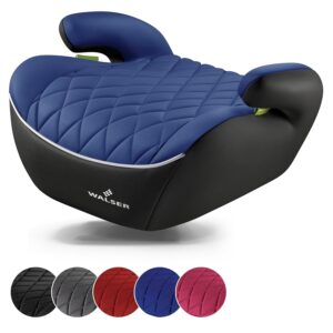 WALSER Premium Kinder Sitzerhöhung Auto, Qualitätssieger Sehr Gut* Kindersitz Auto 125-150 cm, Kindersitzerhöhung Auto Andy neueste Norm 2024 ECE R 129, Sitzerhöhung Auto Kinder schmal schwarz/blau