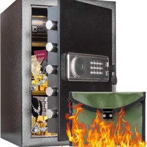 70L Home Safe Box Fireproof Waterproof, Security Safe with Digital Keypad and Built in Lock Box, Fireproof Bag With Lock, Fireproof Safe for Home Firearm Medicine Improtant Papers Valuables