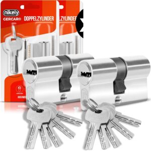 GERCAR Profilzylinder Schließzylinder Zylinderschloss 30/30 Doppelzylinder Türschloss – inkl. 10 Schlüssel – Gleichschließend 2er Set – Länge: 60mm, A:30 B:30-2er Set